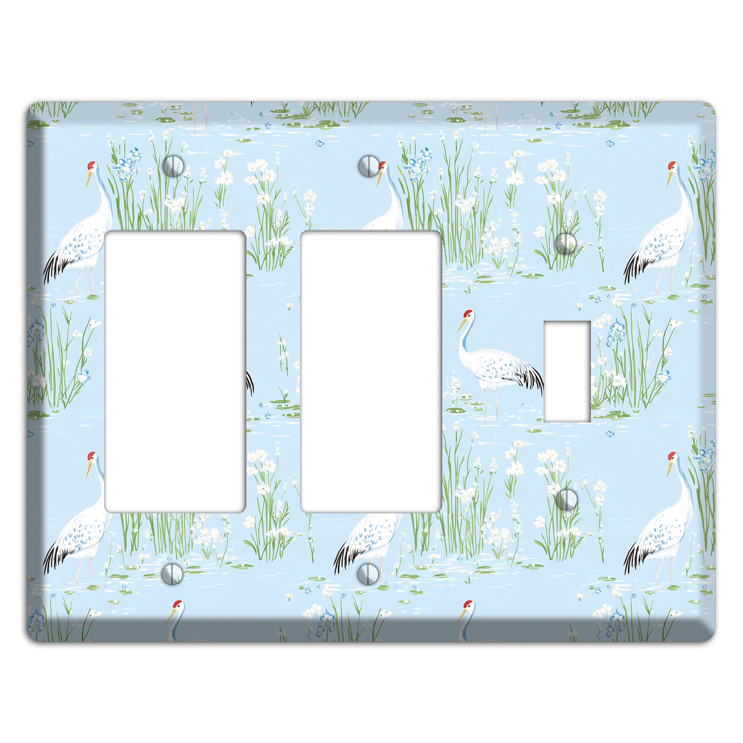 Azure Crane Sanctuary 2 Rocker / Toggle Wallplate