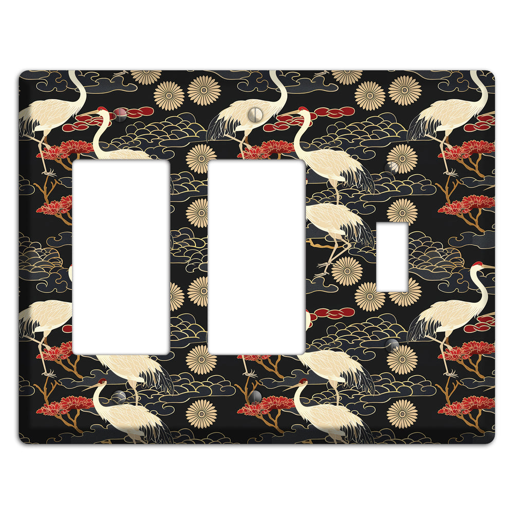 Obsidian Crane Procession 2 Rocker / Toggle Wallplate