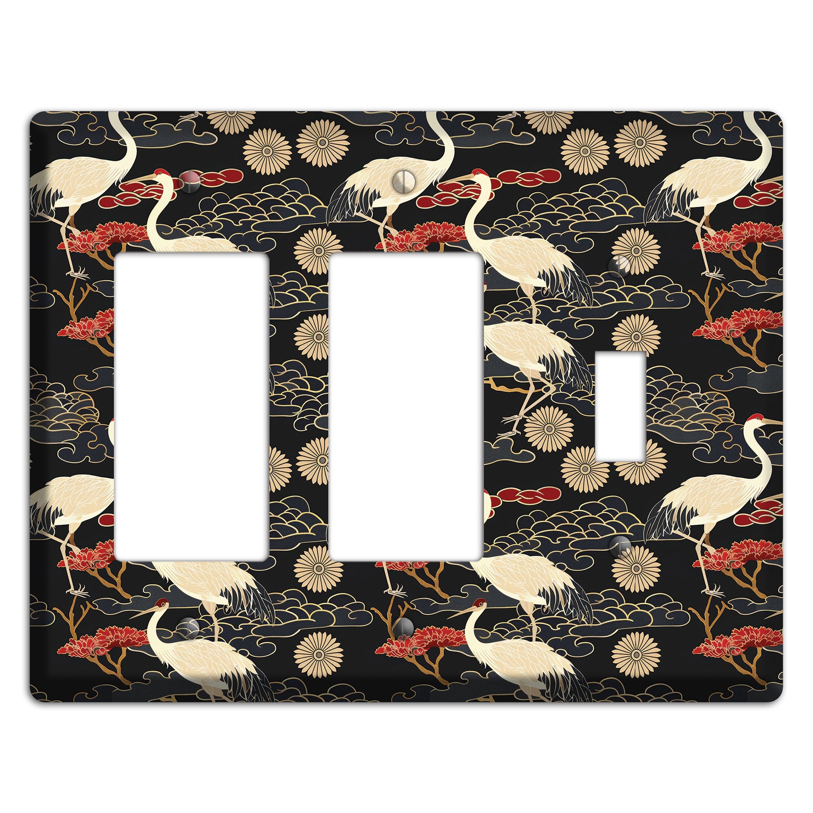 Obsidian Crane Procession 2 Rocker / Toggle Wallplate