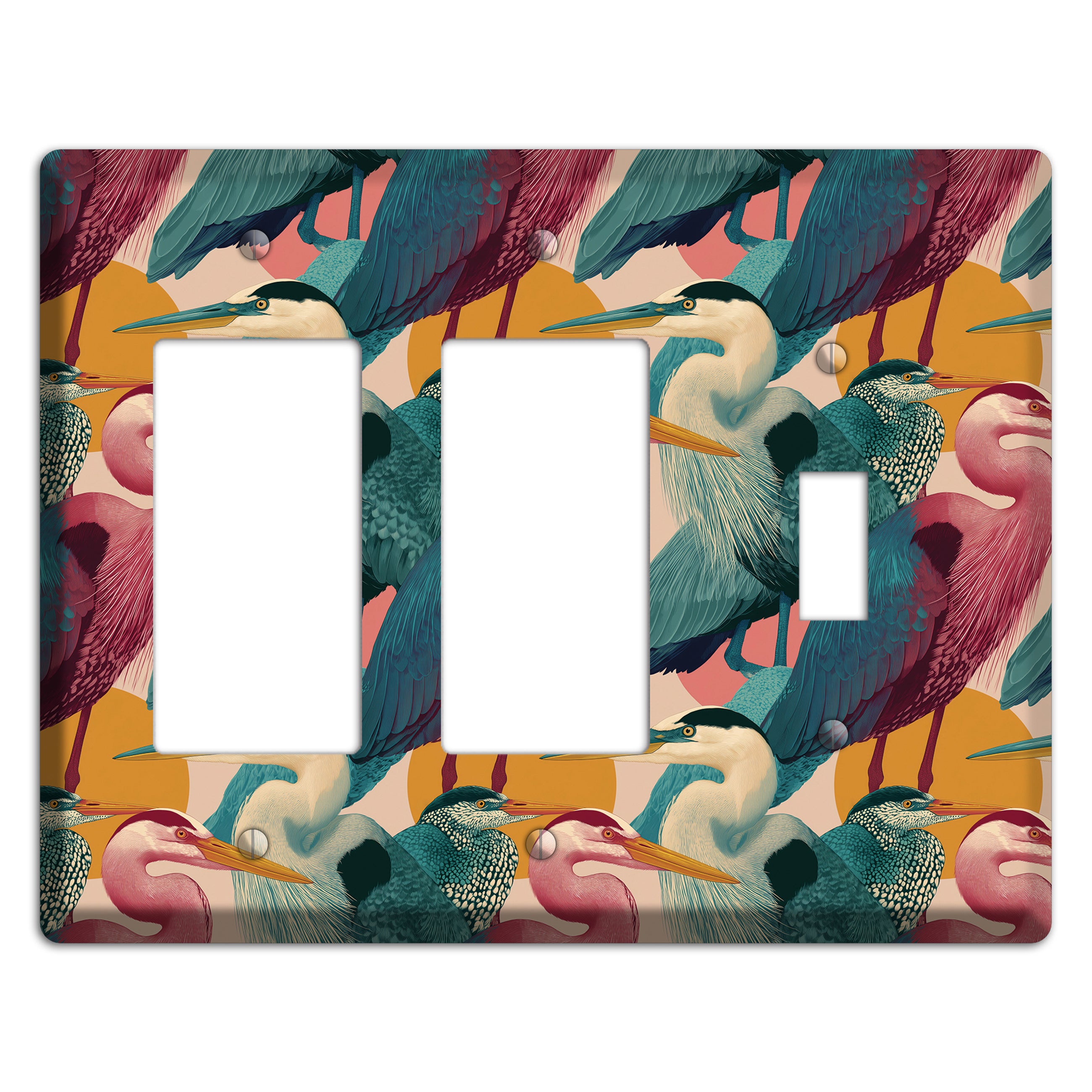 Teal Heron Mosaic 2 Rocker / Toggle Wallplate