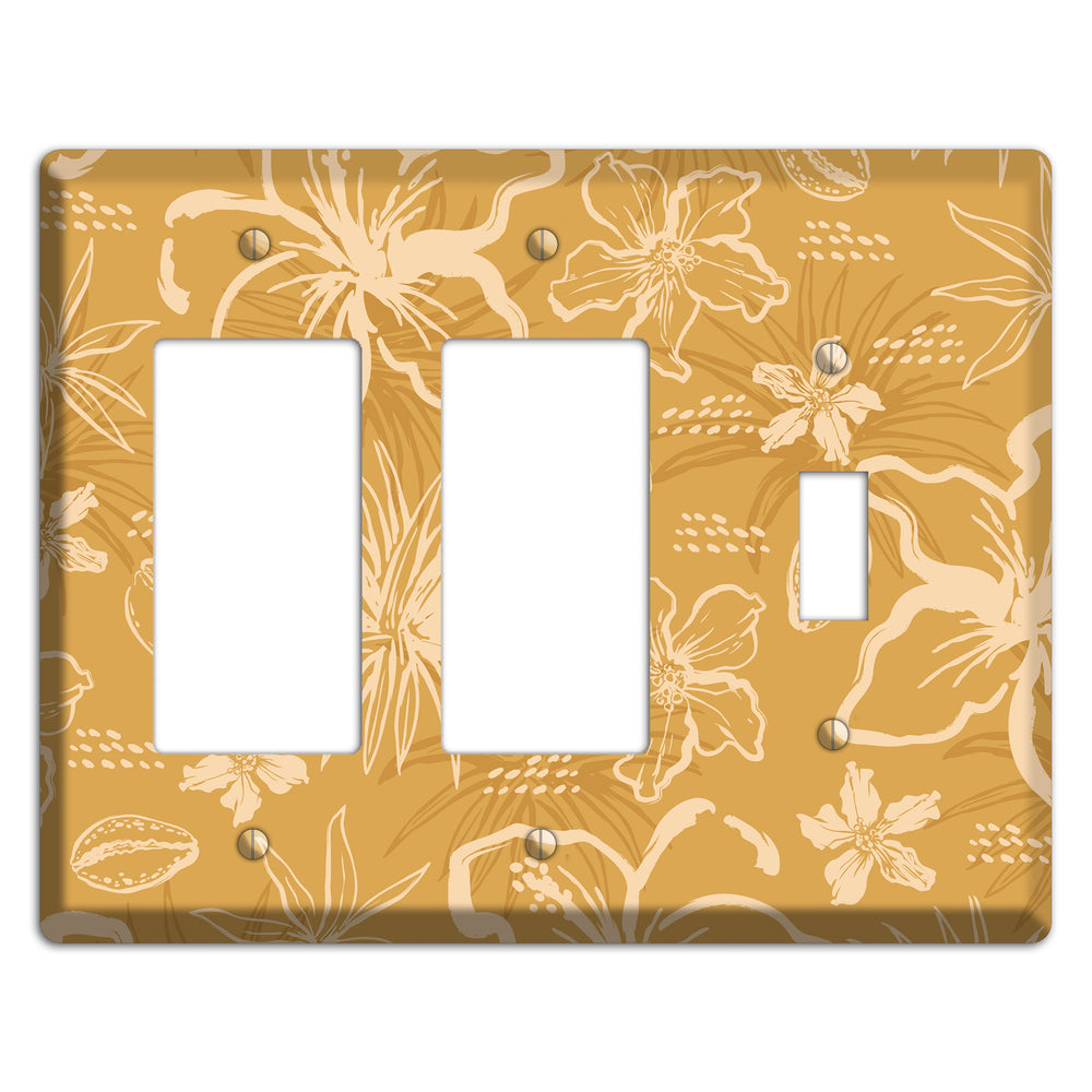 Golden Hibiscus Drift 2 Rocker / Toggle Wallplate