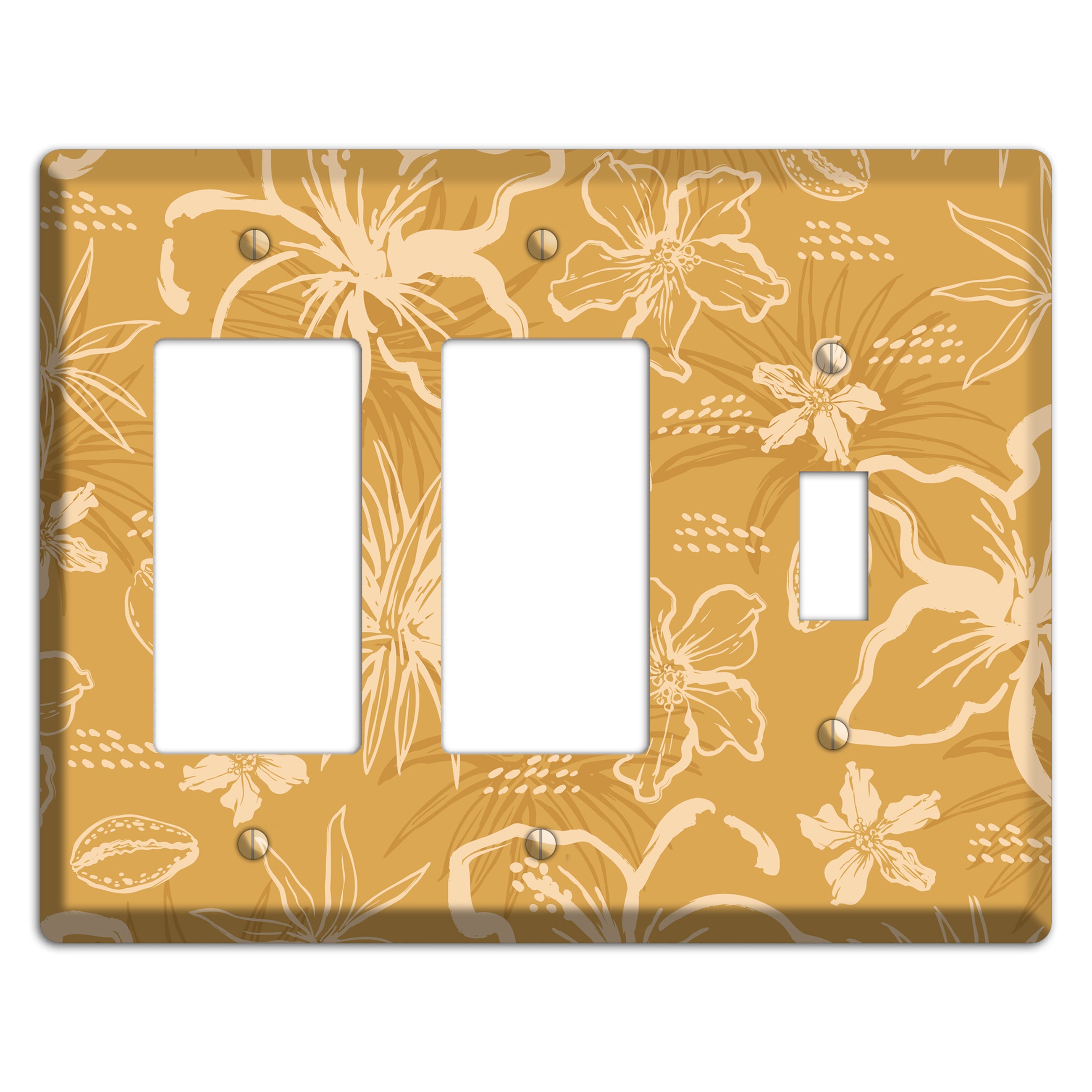 Golden Hibiscus Drift 2 Rocker / Toggle Wallplate