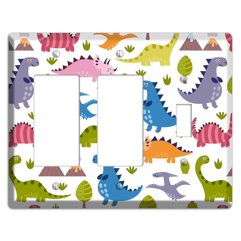 Dino Friends (Bright) 2 Rocker / Toggle Wallplate