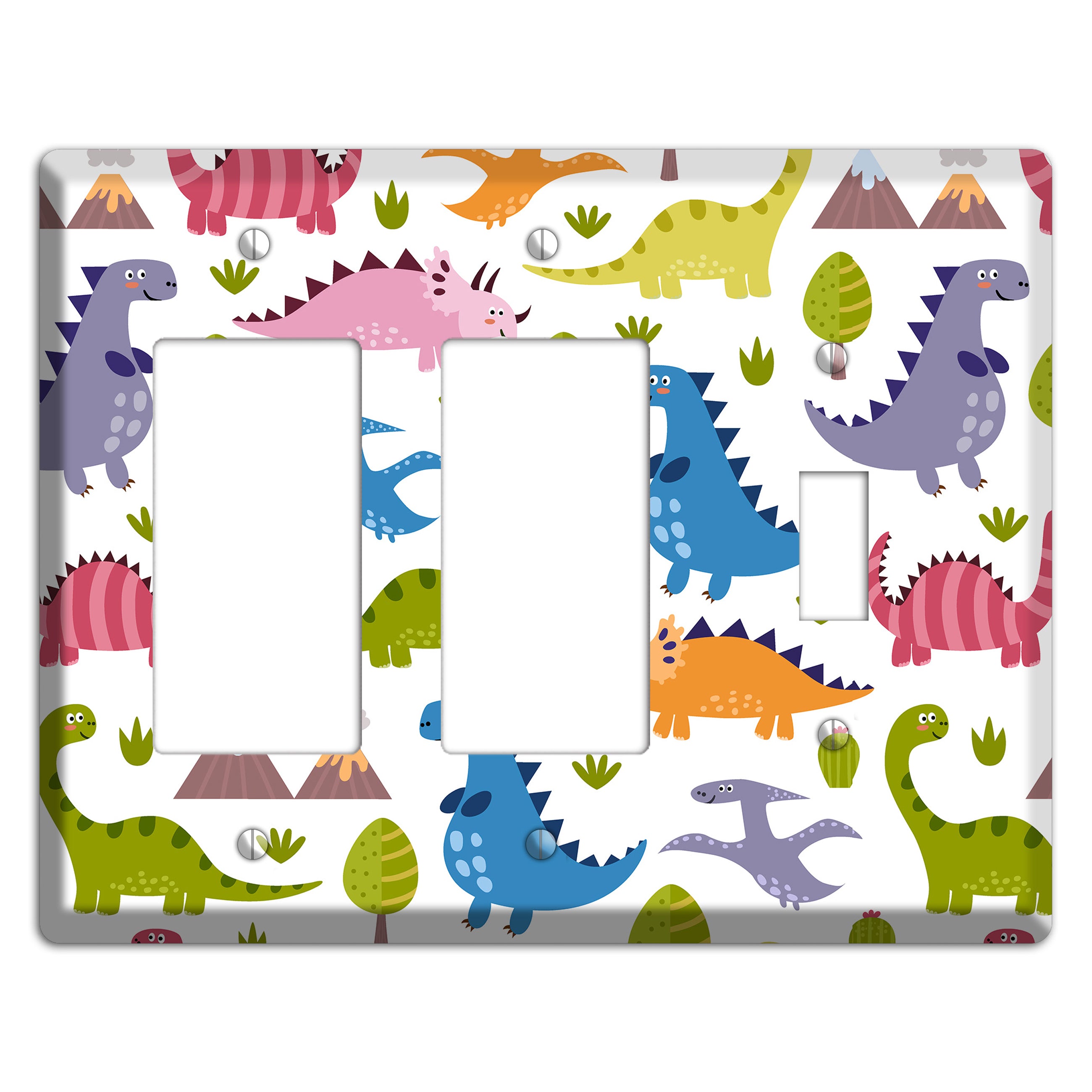 Dino Friends (Bright) 2 Rocker / Toggle Wallplate