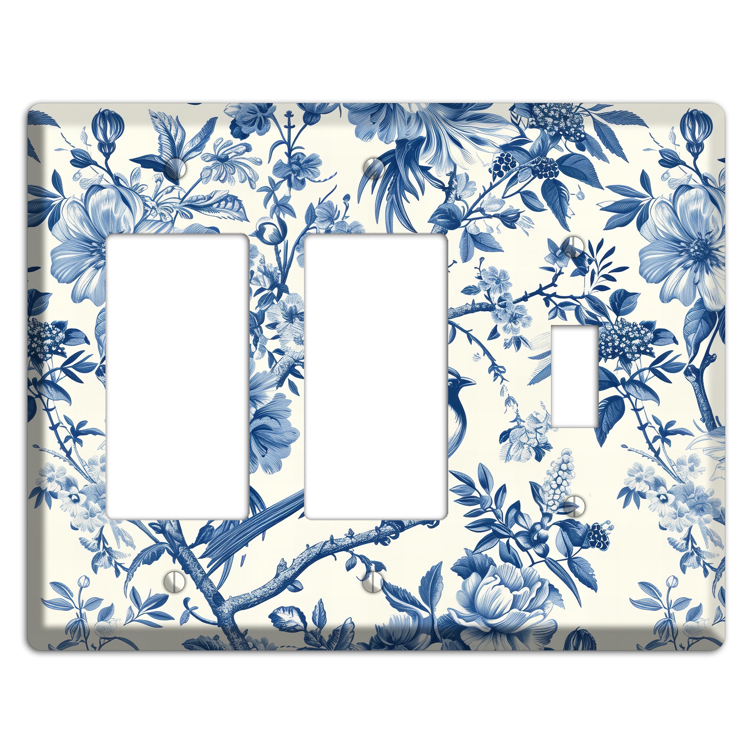 Garden Reverie Blue 2 Rocker / Toggle Wallplate