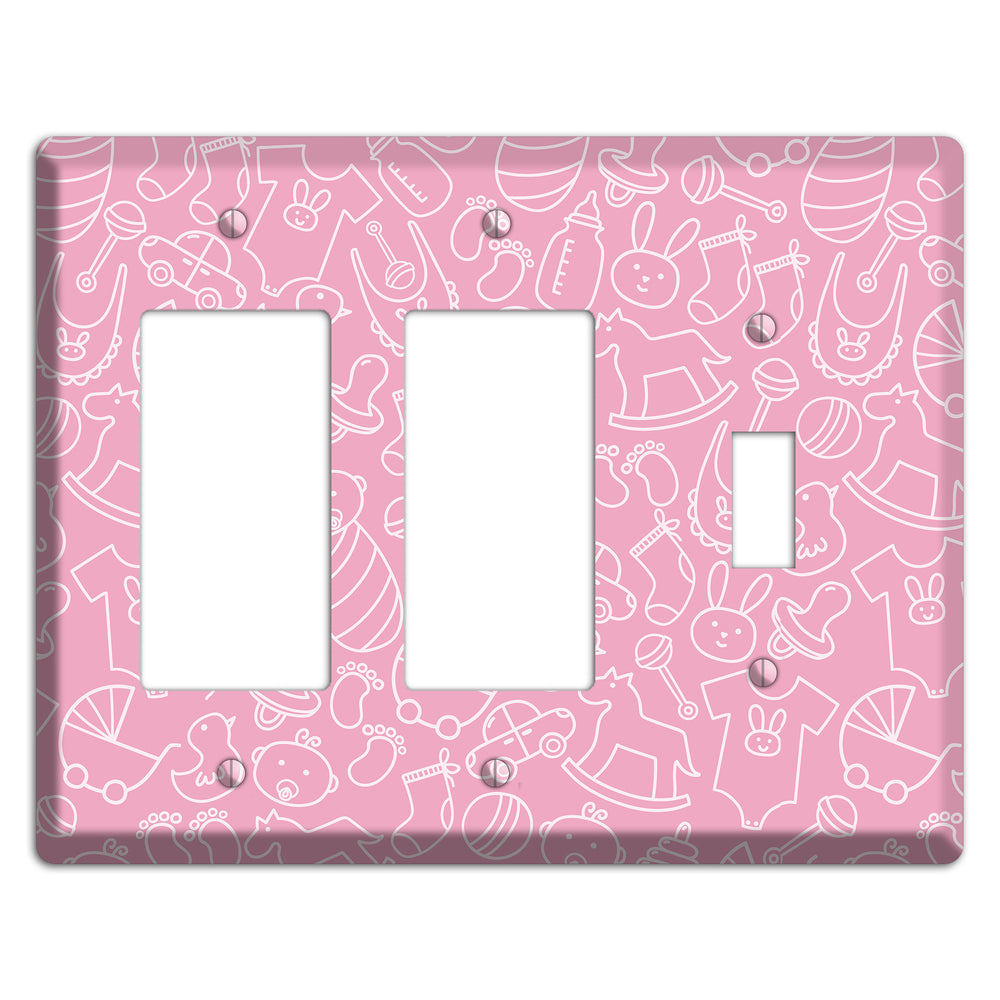 Line Art Baby Pink 2 Rocker / Toggle Wallplate