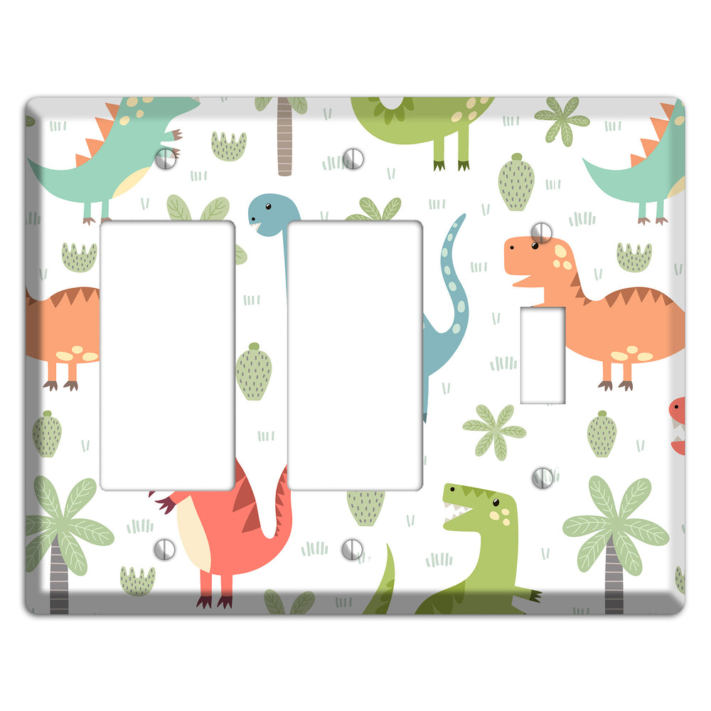 Jurassic Pals (Pastel) 2 Rocker / Toggle Wallplate