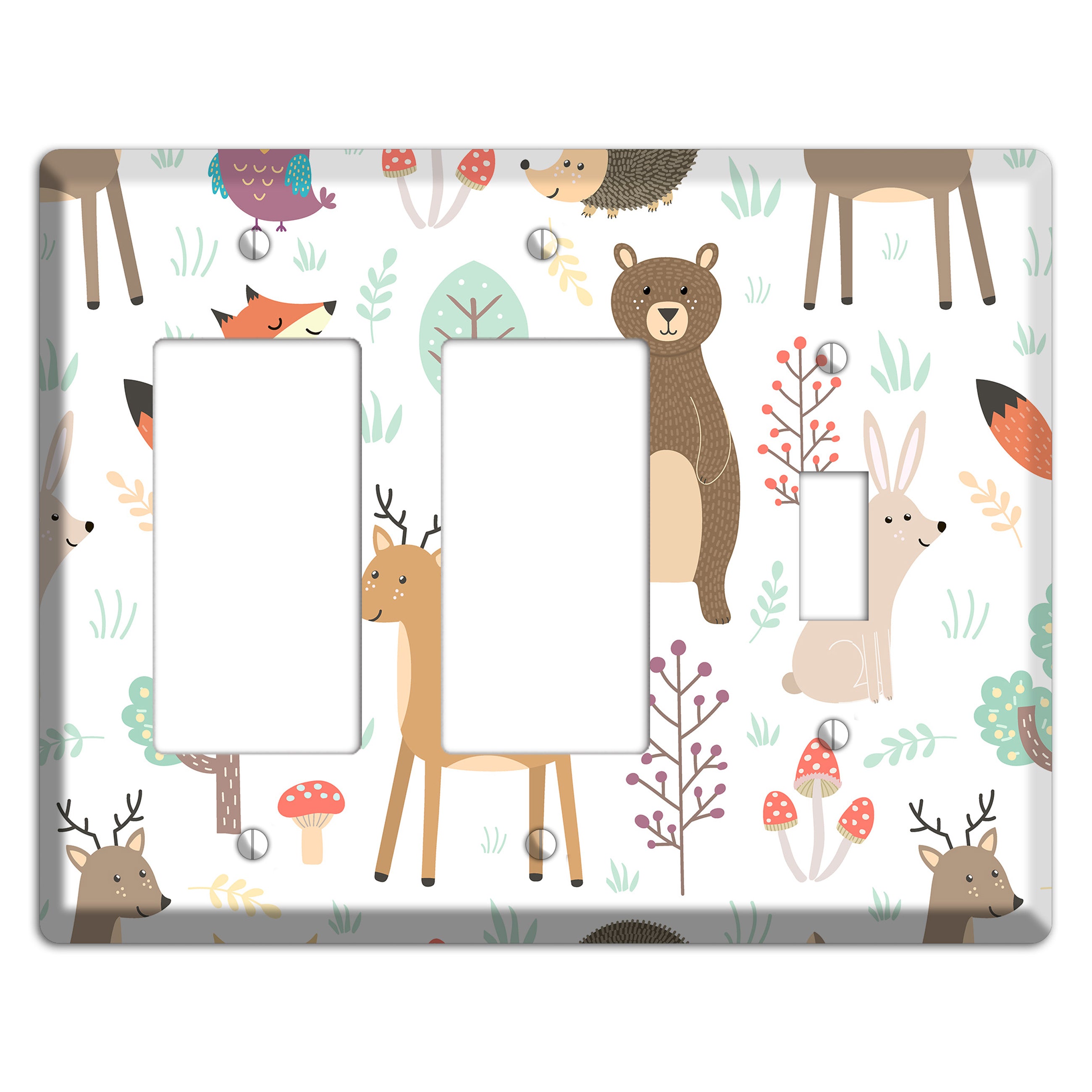 Woodland Friends (White) 2 Rocker / Toggle Wallplate