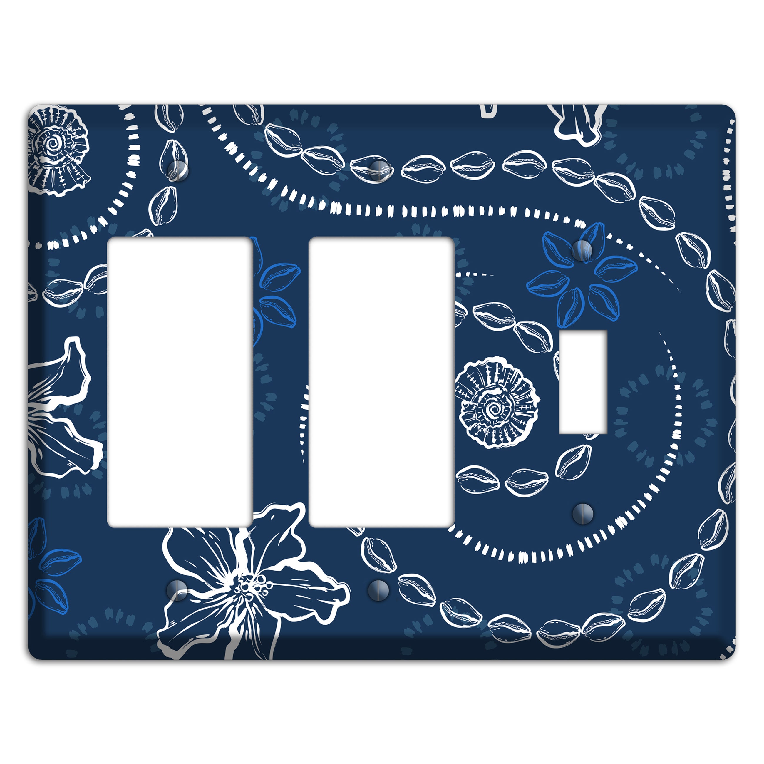 Indigo Cowrie Spiral 2 Rocker / Toggle Wallplate