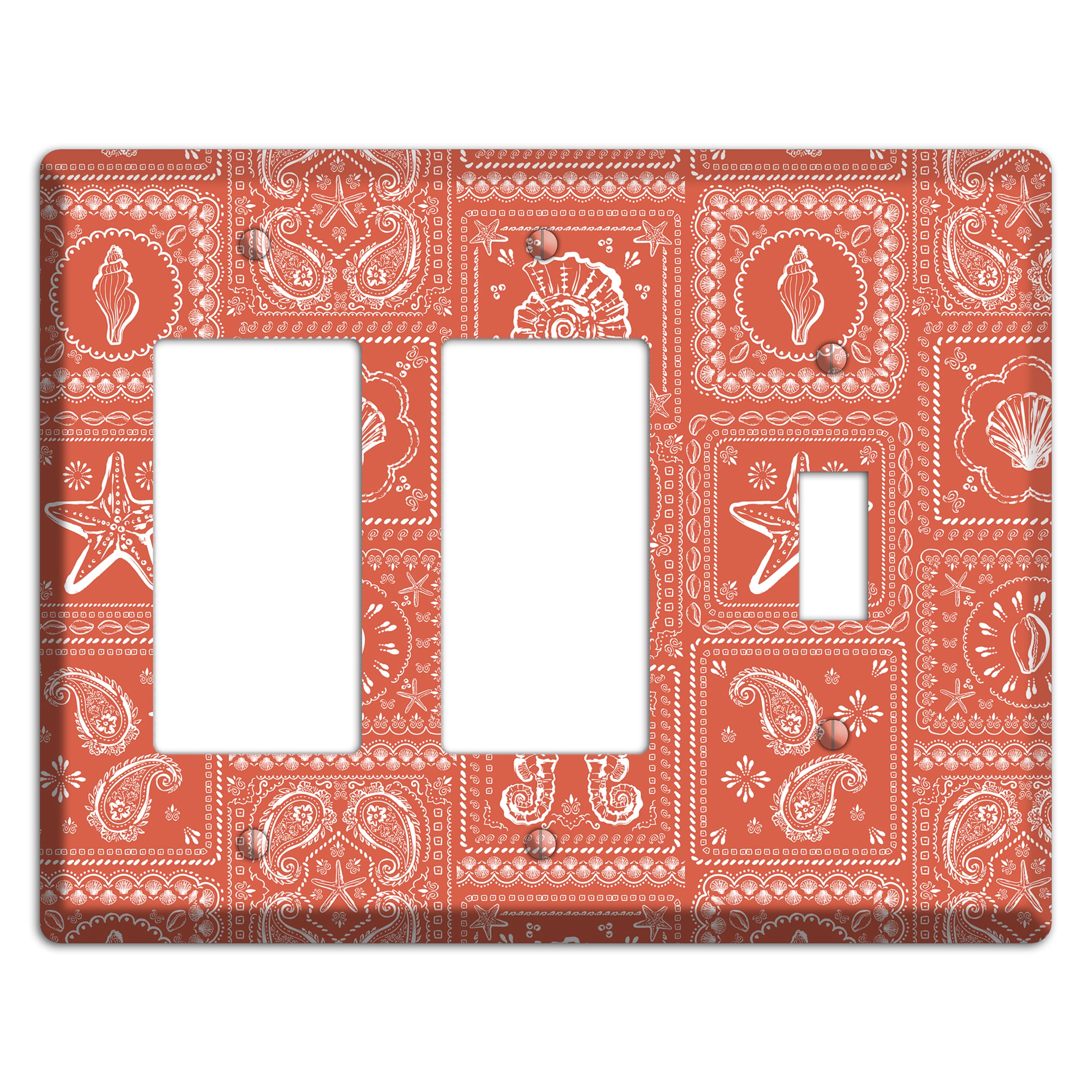 Terracotta Shell Patchwork 2 Rocker / Toggle Wallplate