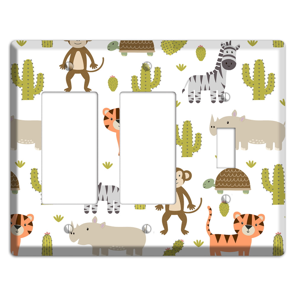Safari Critters (White) 2 Rocker / Toggle Wallplate