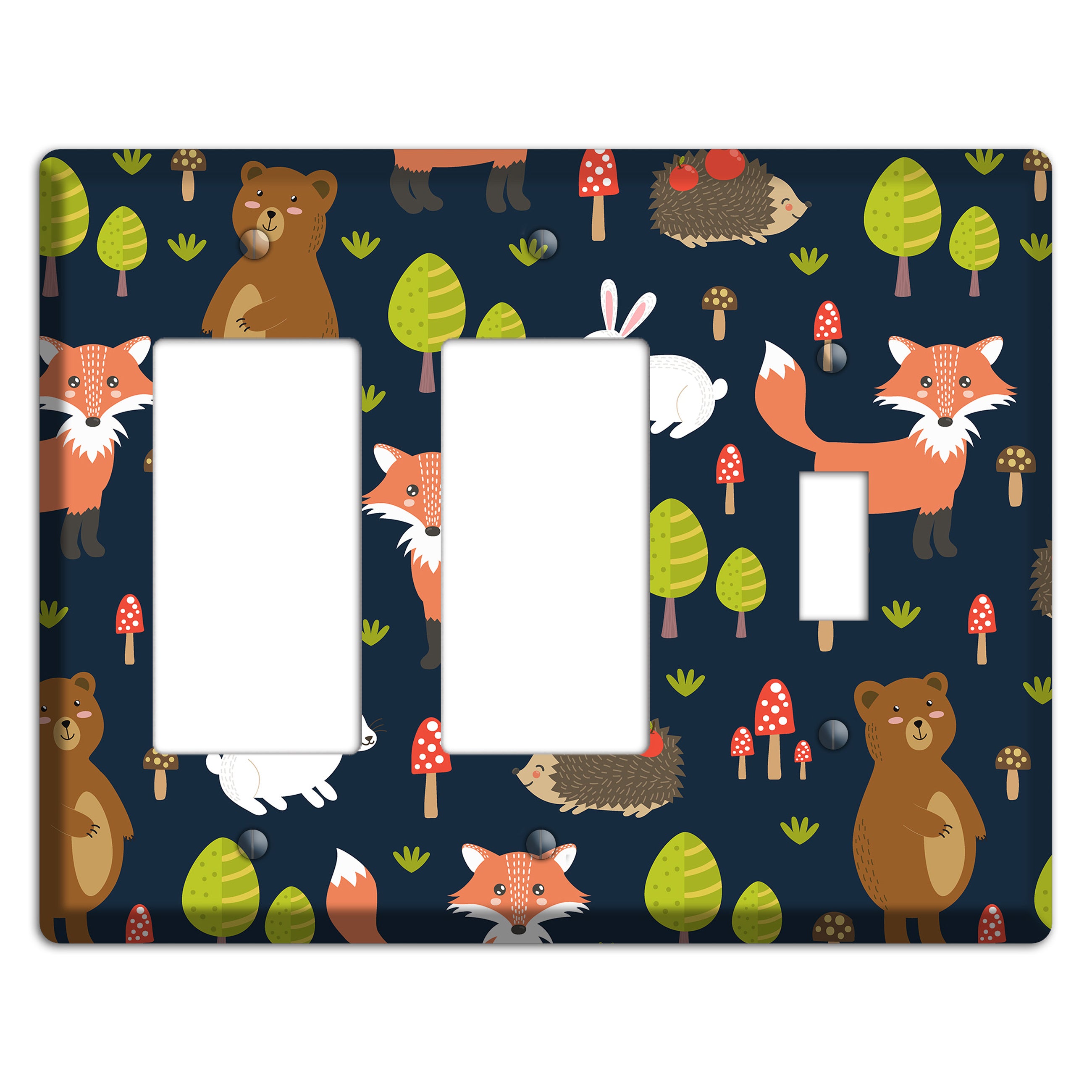 Forest Critters (Navy) 2 Rocker / Toggle Wallplate
