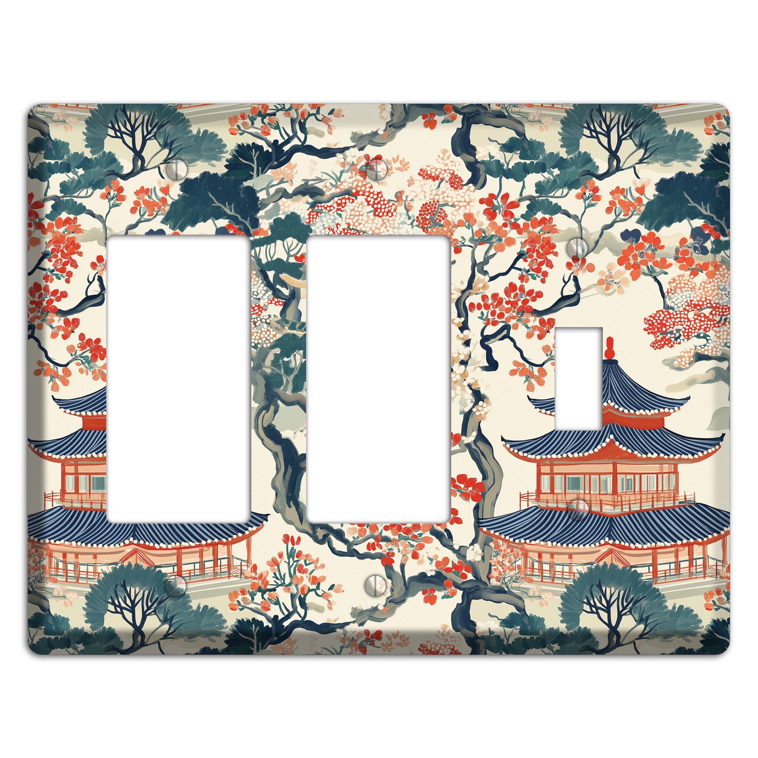 Blossom & Pagoda 2 Rocker / Toggle Wallplate