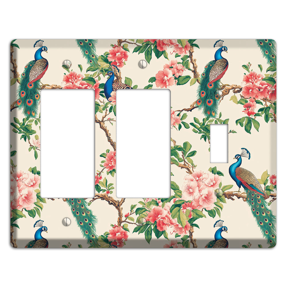 Peacock & Peony Court 2 Rocker / Toggle Wallplate