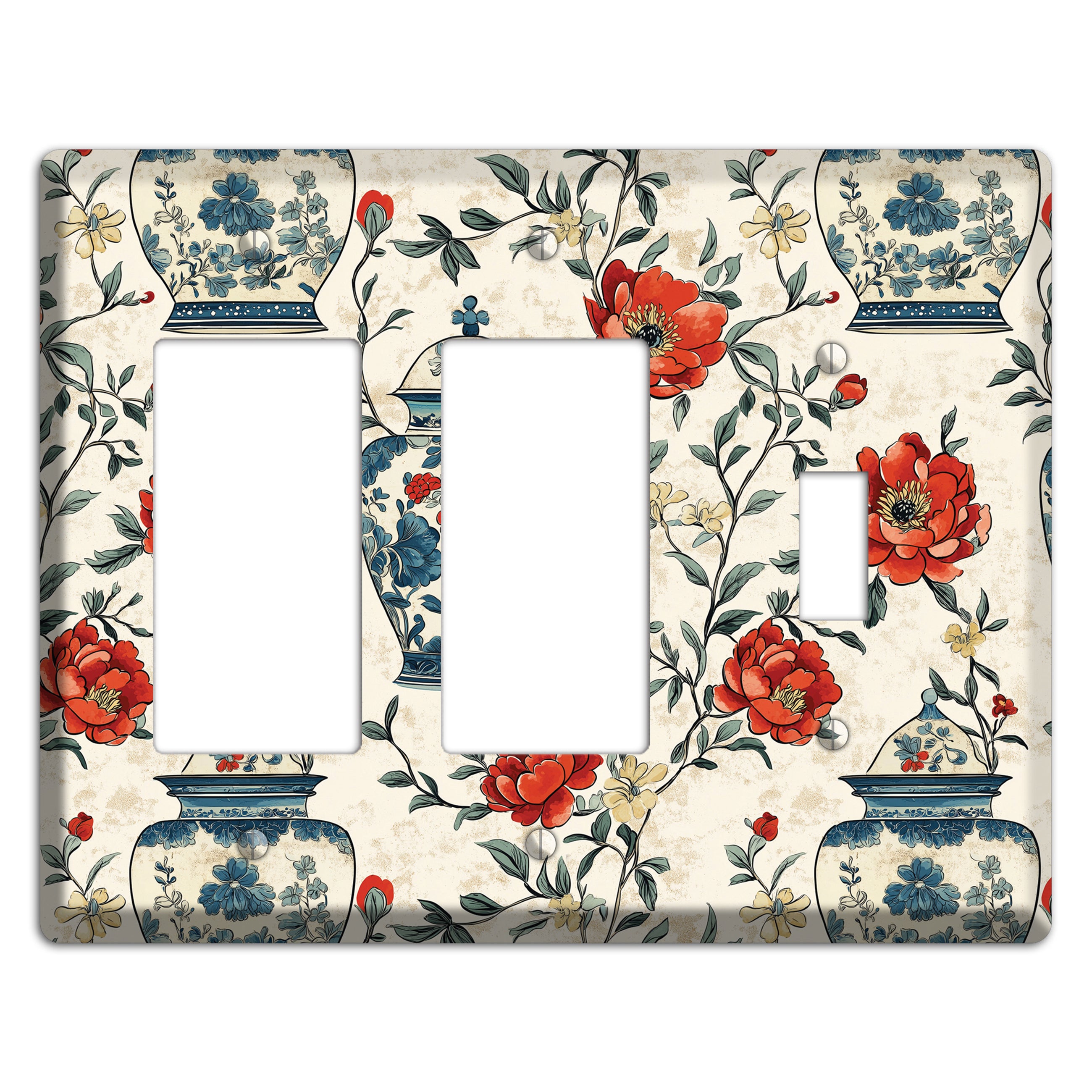 Porcelain & Peony 2 Rocker / Toggle Wallplate