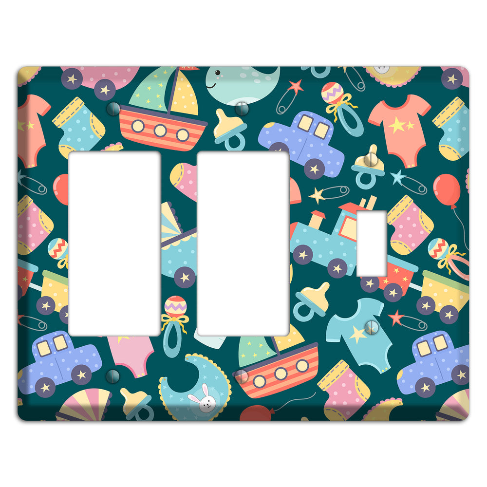 Baby Parade (Teal) 2 Rocker / Toggle Wallplate