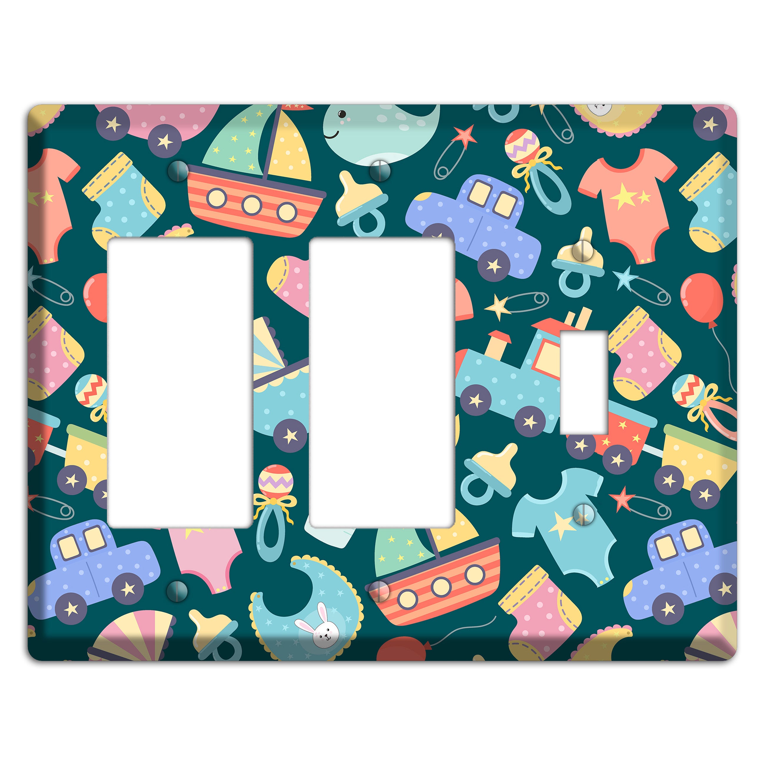Baby Parade (Teal) 2 Rocker / Toggle Wallplate