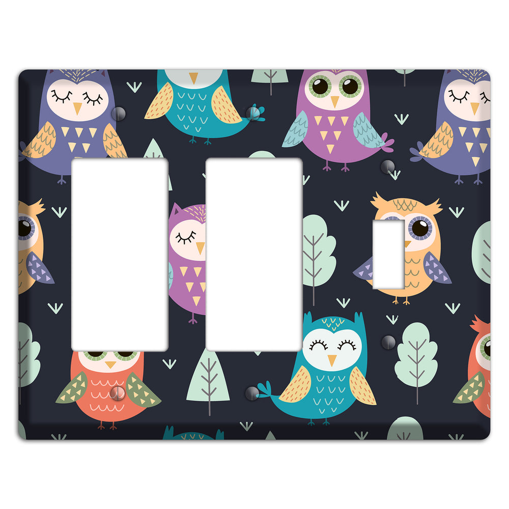 Dreamy Owls (Navy) 2 Rocker / Toggle Wallplate