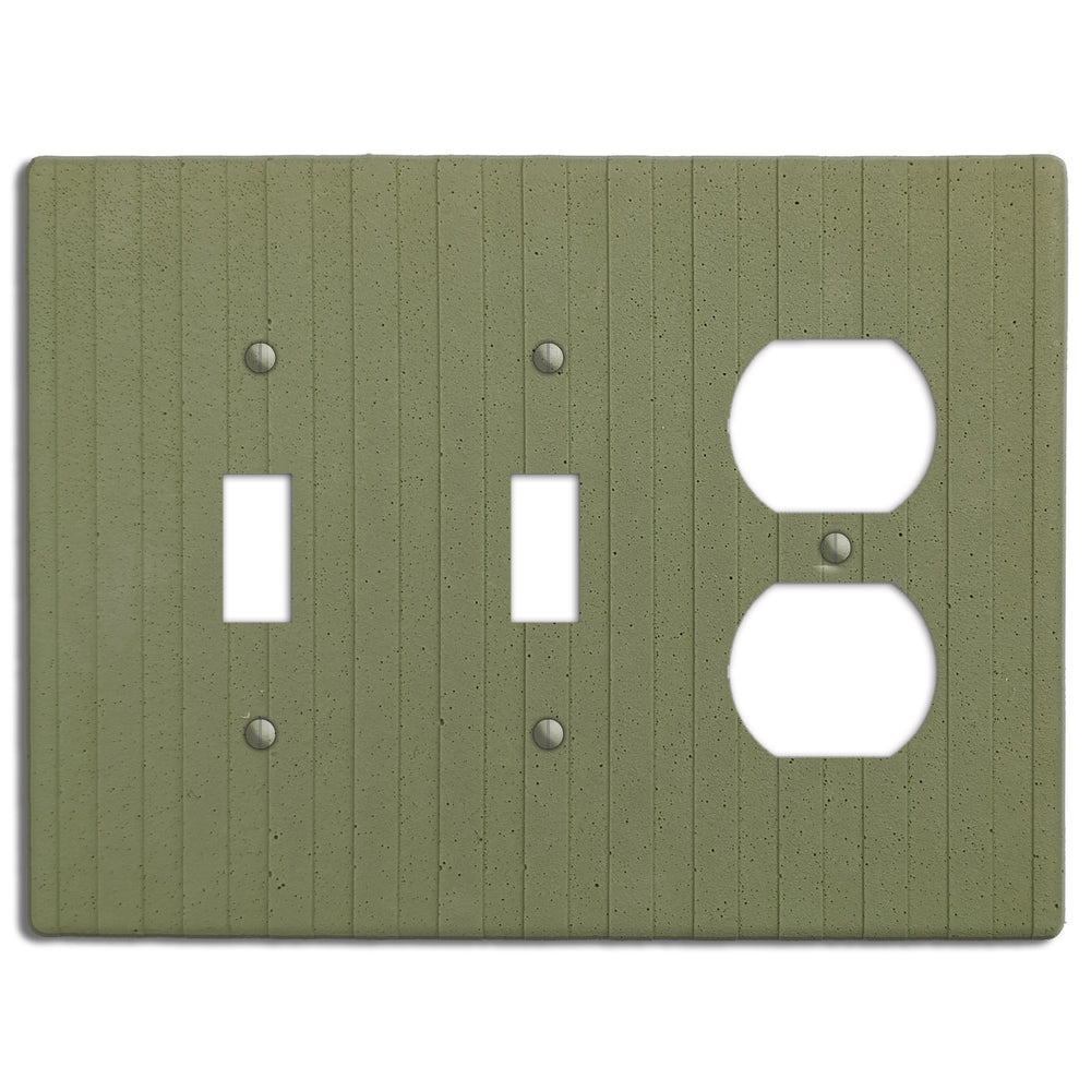Sage Green Boho Stripes 2 Toggle / Duplex Outlet Cover Plate