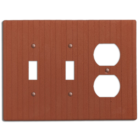 Terra Red Boho Stripes 2 Toggle / Duplex Outlet Cover Plate