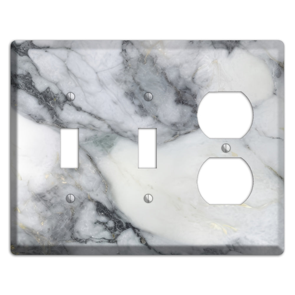 White and Grey Marble 2 Toggle / Duplex Wallplate