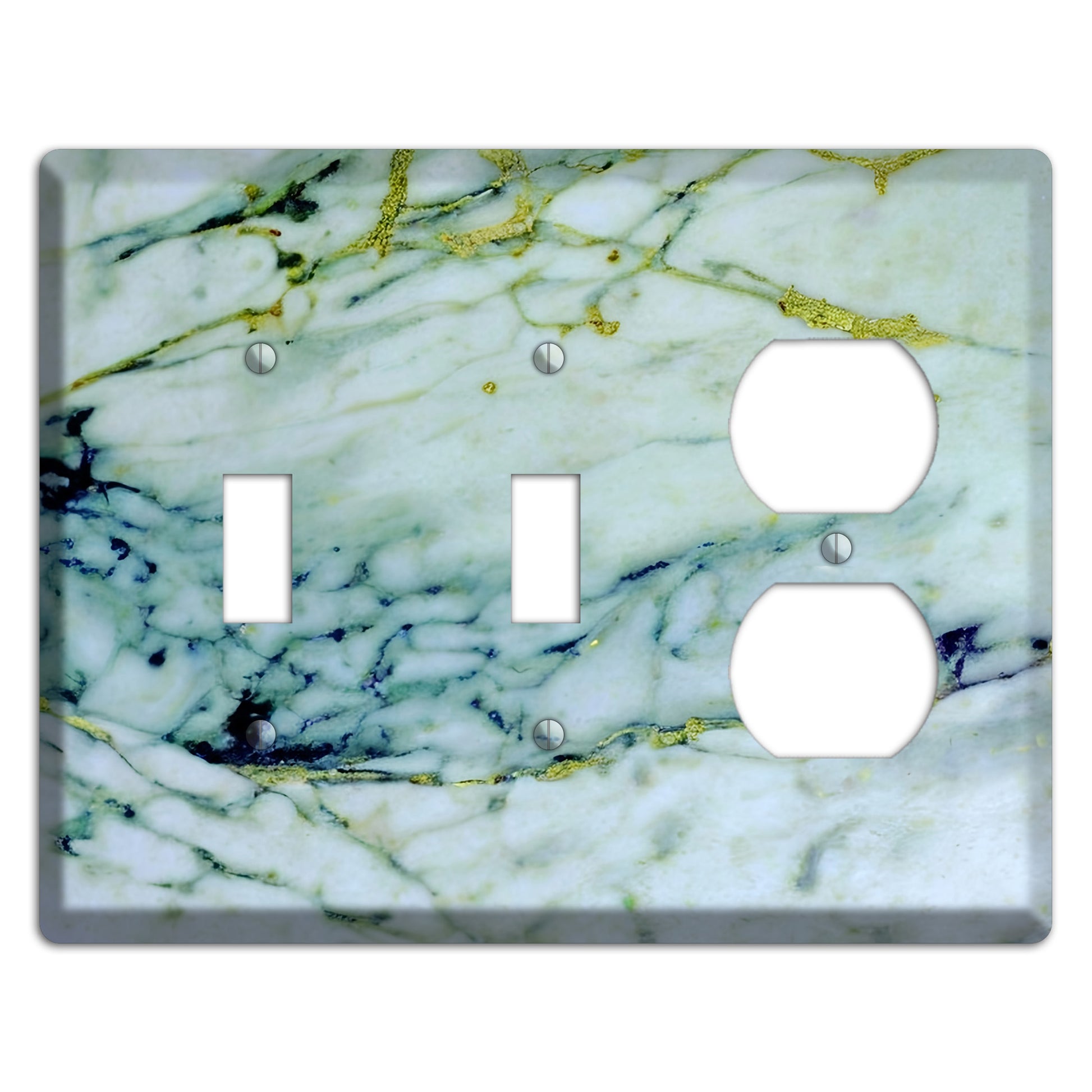 White, Green and Blue Marble 2 Toggle / Duplex Wallplate