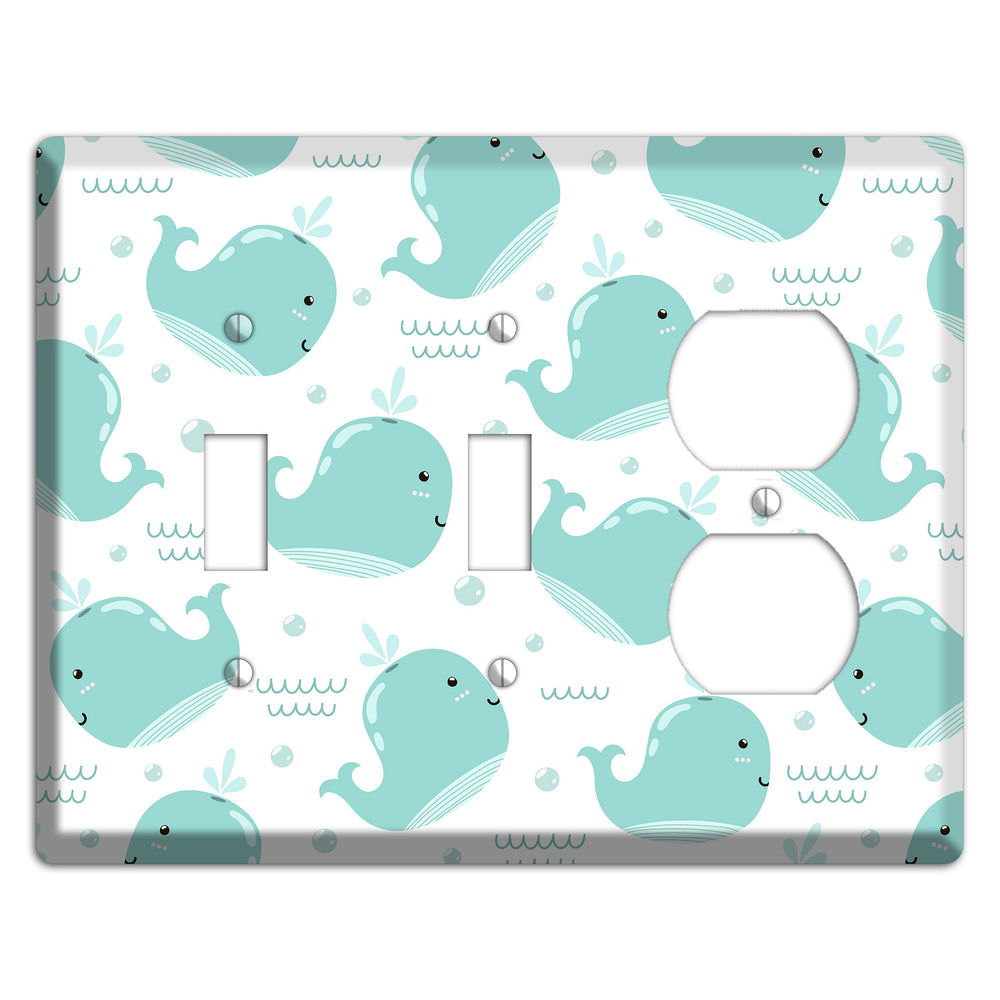 Happy Whales (White) 2 Toggle / Duplex Wallplate