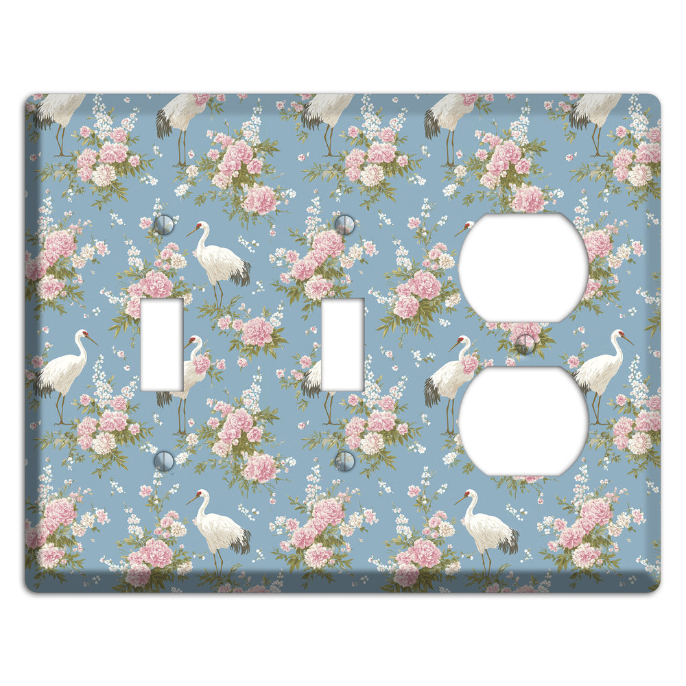 Dusty Blue Peony Flight 2 Toggle / Duplex Wallplate