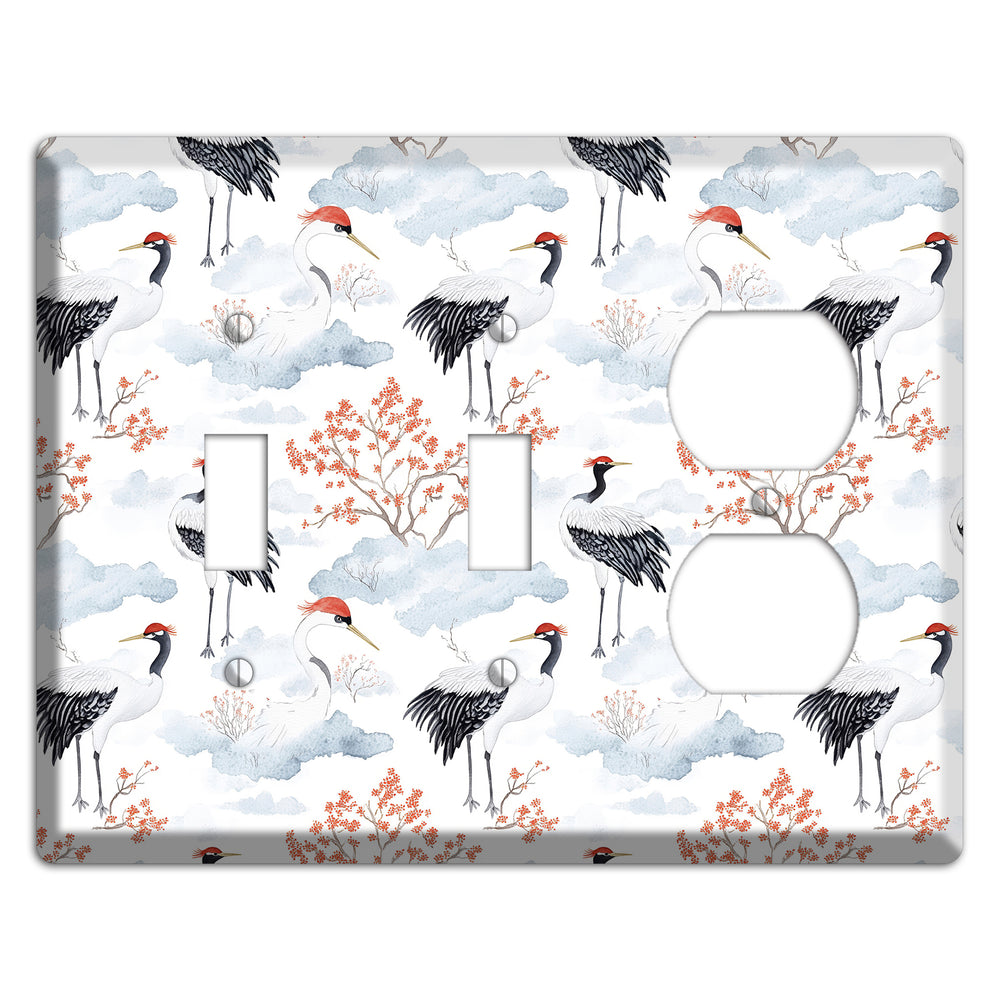 Crimson Crown Cranes 2 Toggle / Duplex Wallplate
