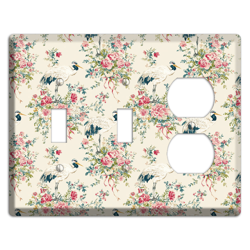 Blossom & Crane 2 Toggle / Duplex Wallplate