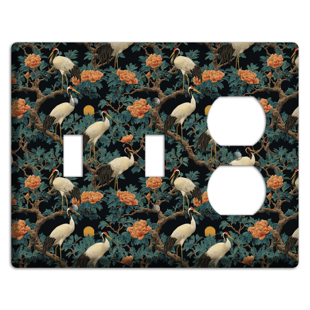 Teal Moonrise Cranes 2 Toggle / Duplex Wallplate