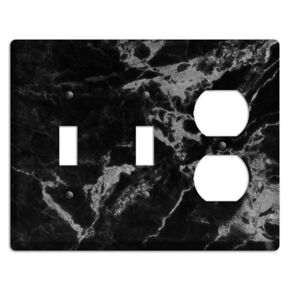 Black and Silver Marble 2 Toggle / Duplex Wallplate