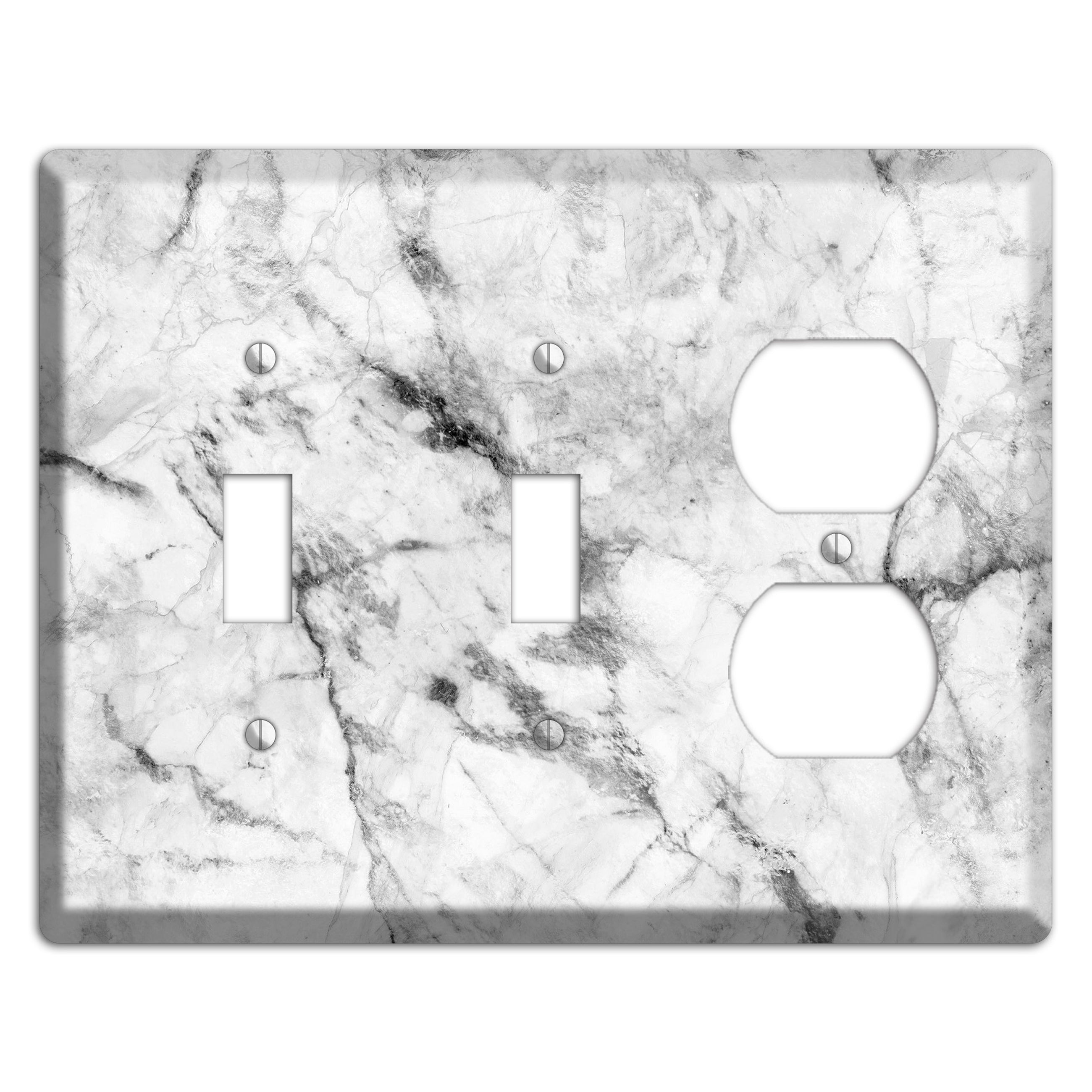 White and Gray Marble 2 Toggle / Duplex Wallplate