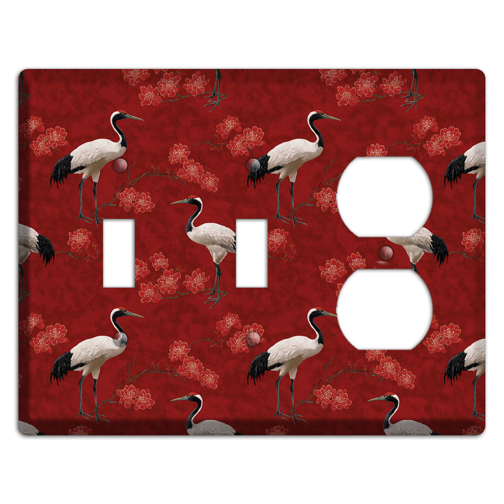 Vermillion Crane Bloom 2 Toggle / Duplex Wallplate