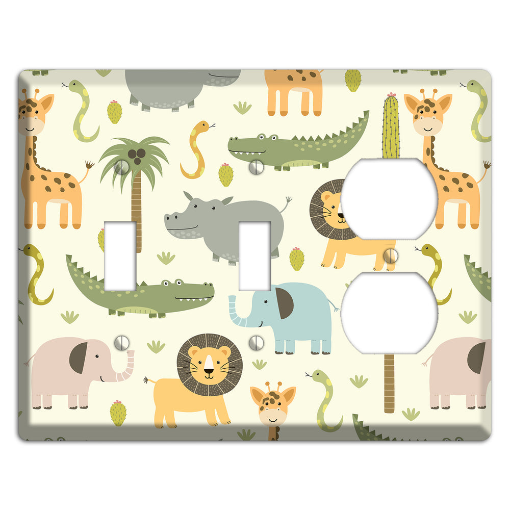 Jungle Friends (Cream) 2 Toggle / Duplex Wallplate