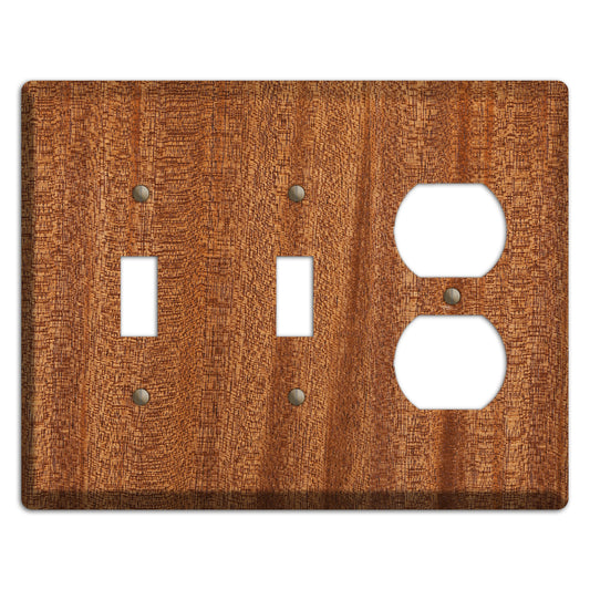 Mahogany Wood 2 Toggle / Duplex Outlet Cover Plate