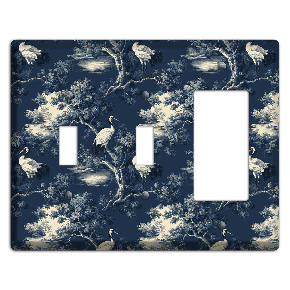 Midnight Crane Toile 2 Toggle / Rocker Wallplate