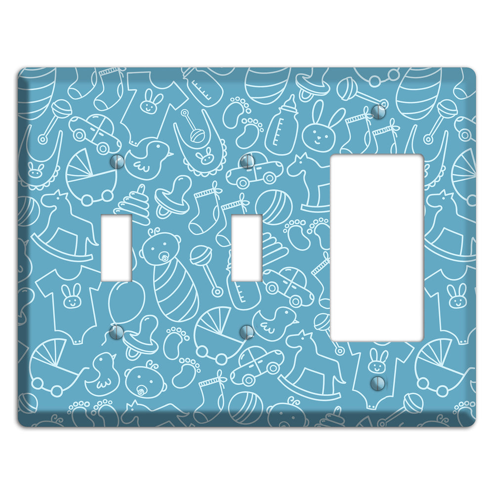 Line Art Baby Blue 2 Toggle / Rocker Wallplate