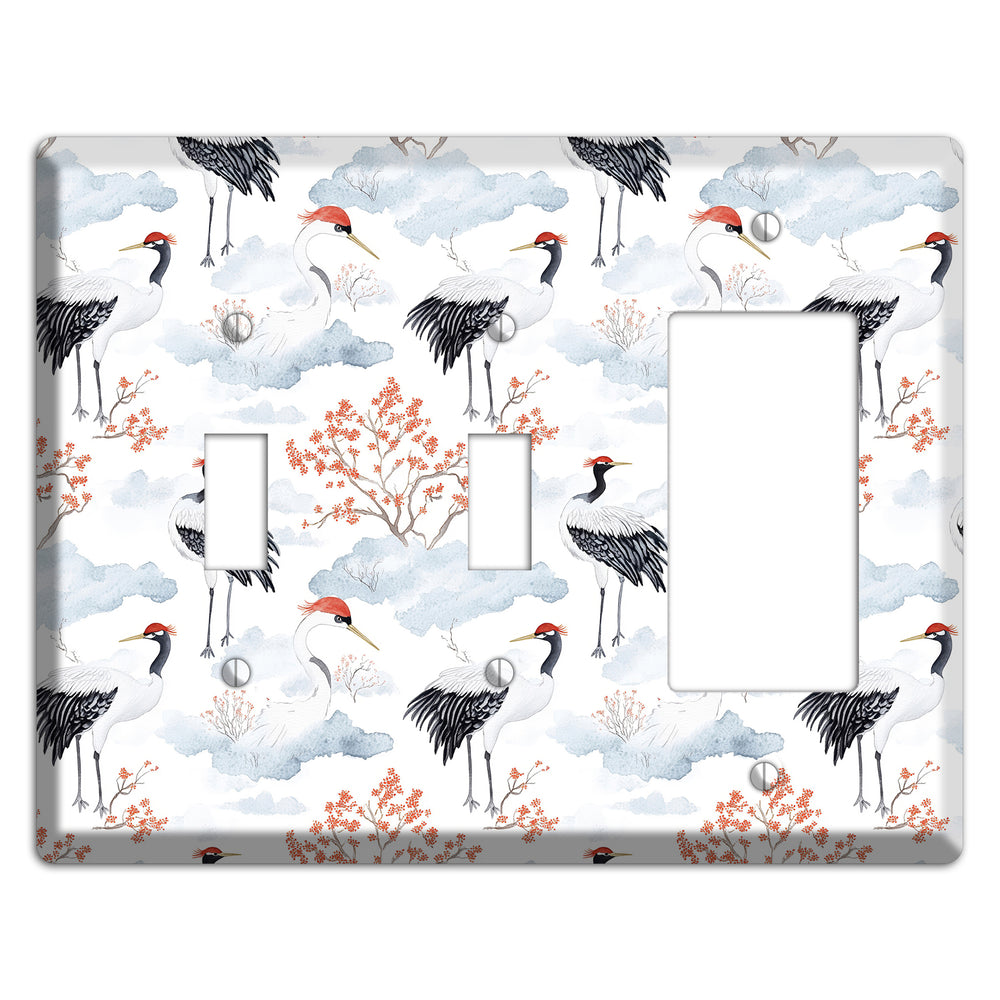 Crimson Crown Cranes 2 Toggle / Rocker Wallplate