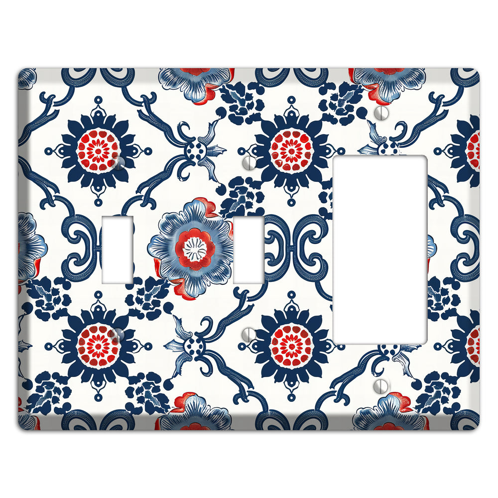 Indigo Court Florals 2 Toggle / Rocker Wallplate