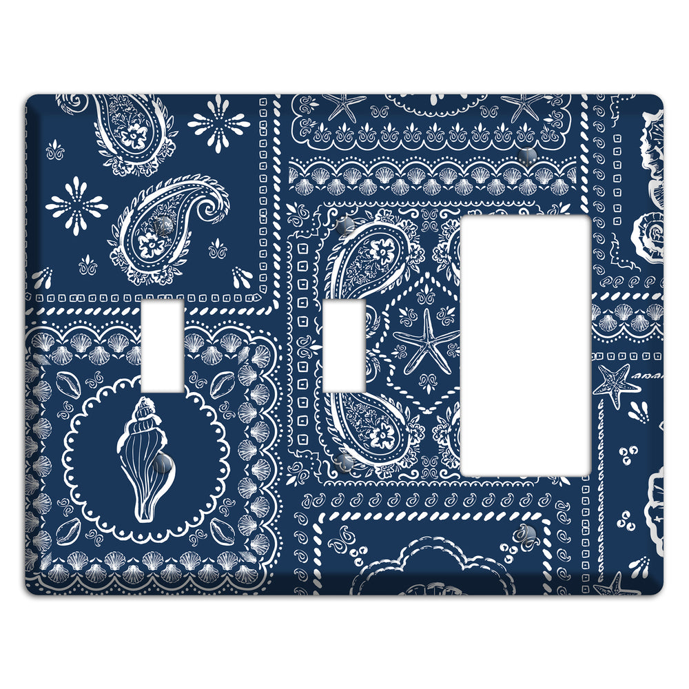 Navy Paisley Patchwork 2 Toggle / Rocker Wallplate