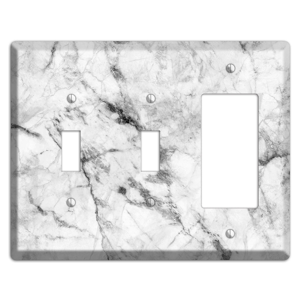 White and Gray Marble 2 Toggle / Rocker Wallplate
