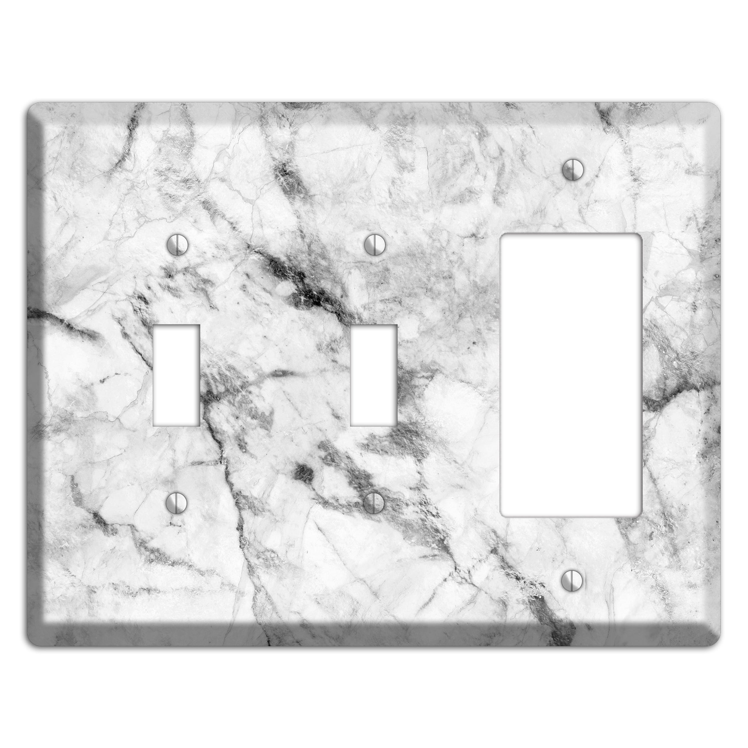 White and Gray Marble 2 Toggle / Rocker Wallplate