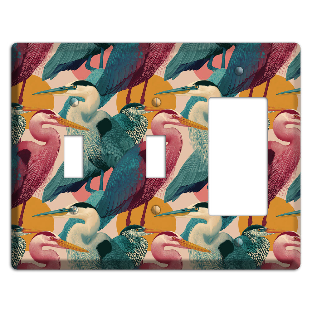 Teal Heron Mosaic 2 Toggle / Rocker Wallplate