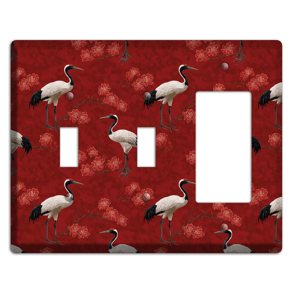 Vermillion Crane Bloom 2 Toggle / Rocker Wallplate