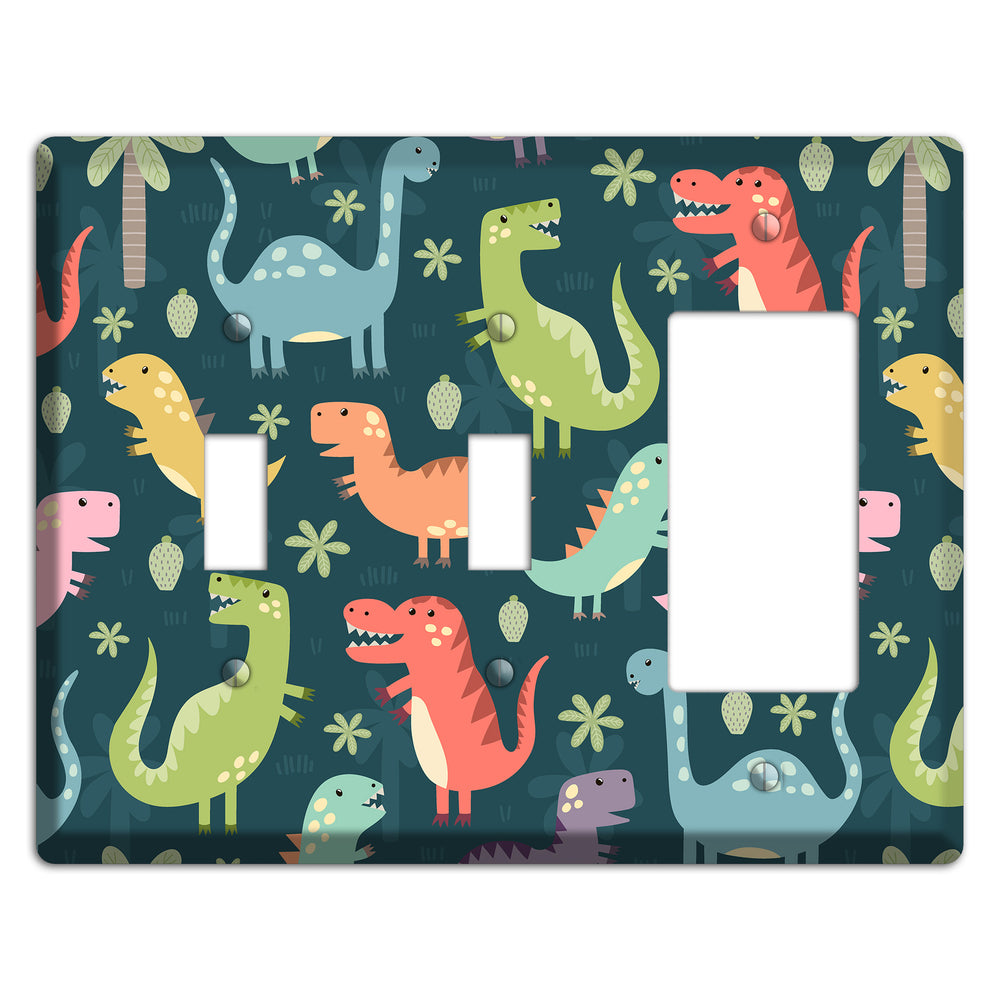 Jurassic Pals (Dark) 2 Toggle / Rocker Wallplate