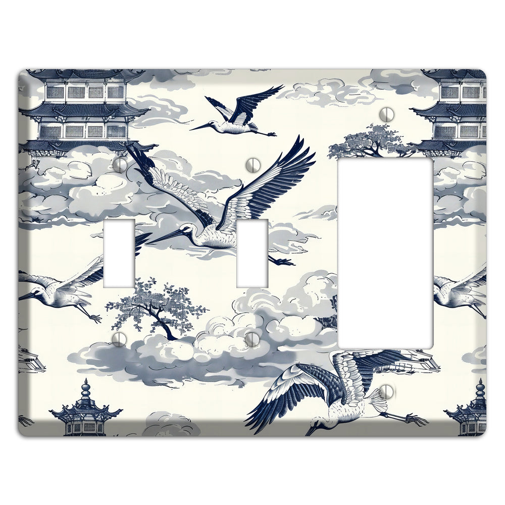 Crane Sky Toile 2 Toggle / Rocker Wallplate
