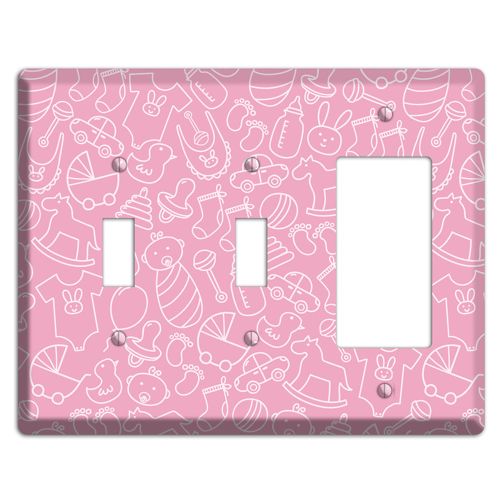 Line Art Baby Pink 2 Toggle / Rocker Wallplate