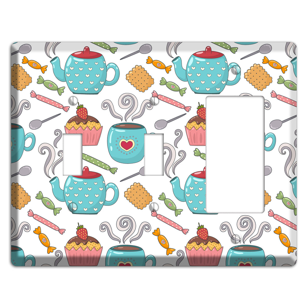 Sweet Tea Party (White) 2 Toggle / Rocker Wallplate