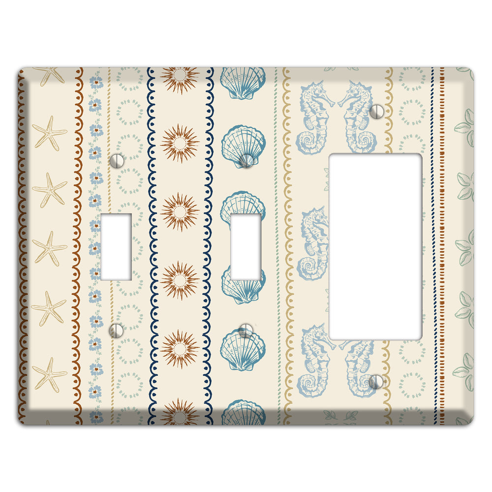 Ivory Seahorse Stripe 2 Toggle / Rocker Wallplate